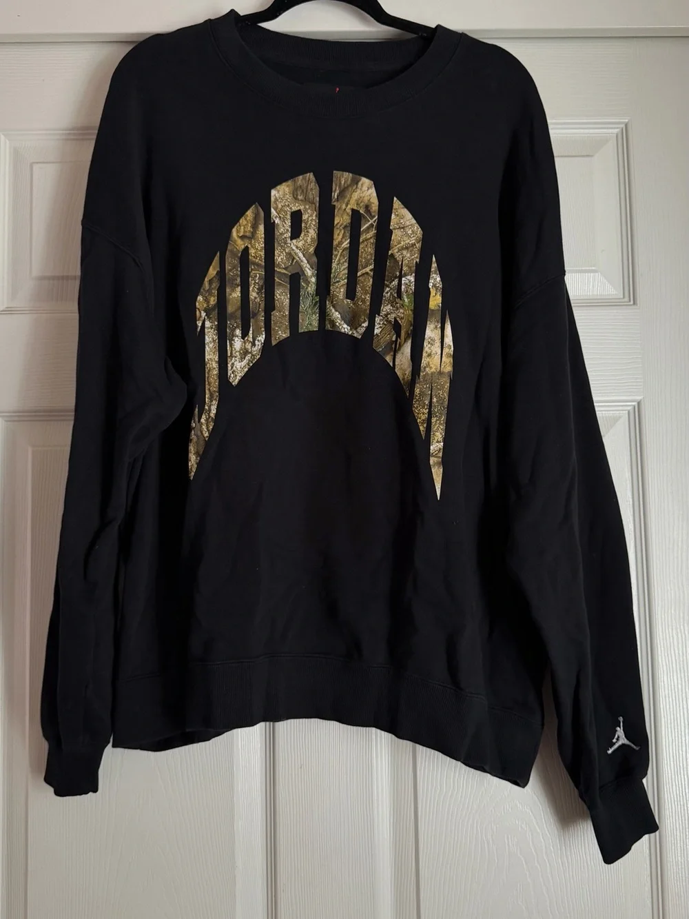 Jordan Black Crewneck Sweatshirt with Camo-Style Logo